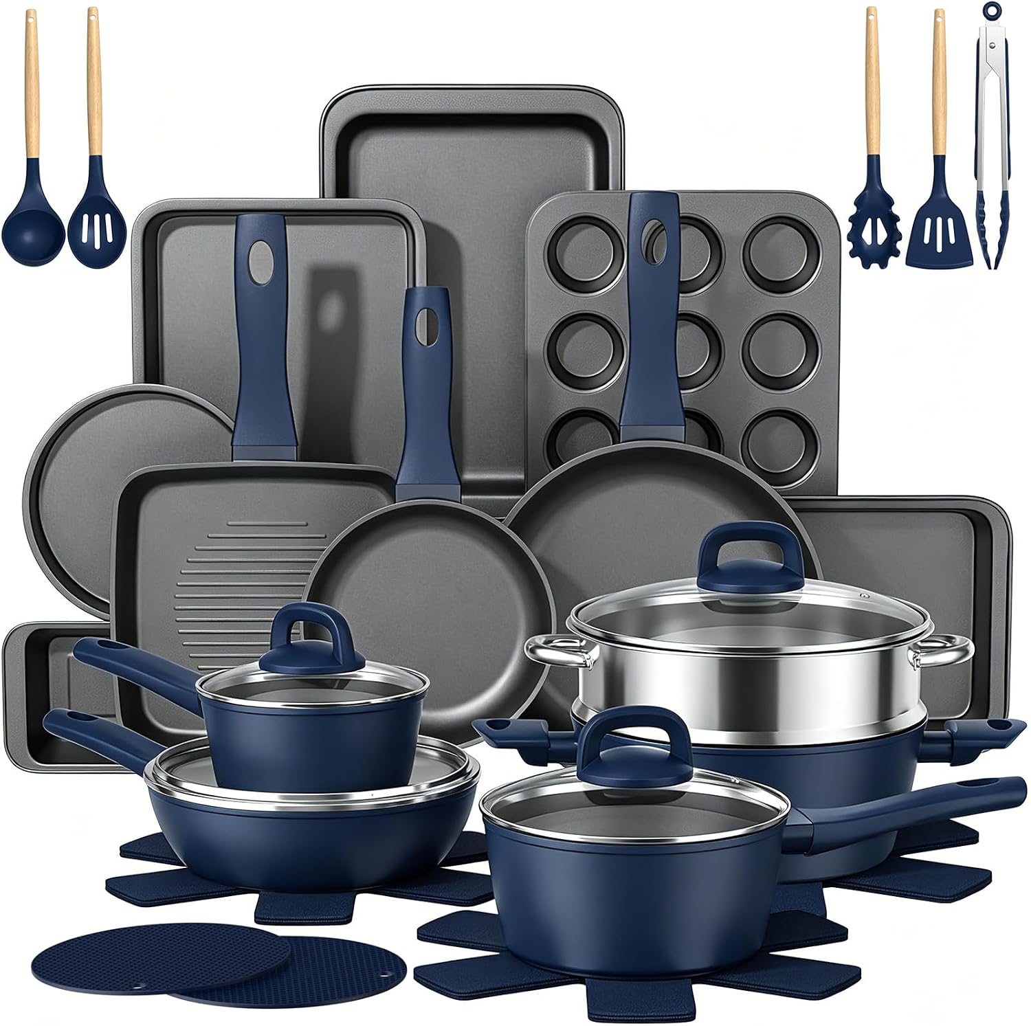Umite Chef - Juego de ollas y sartenes antiadherentes para cocina d...