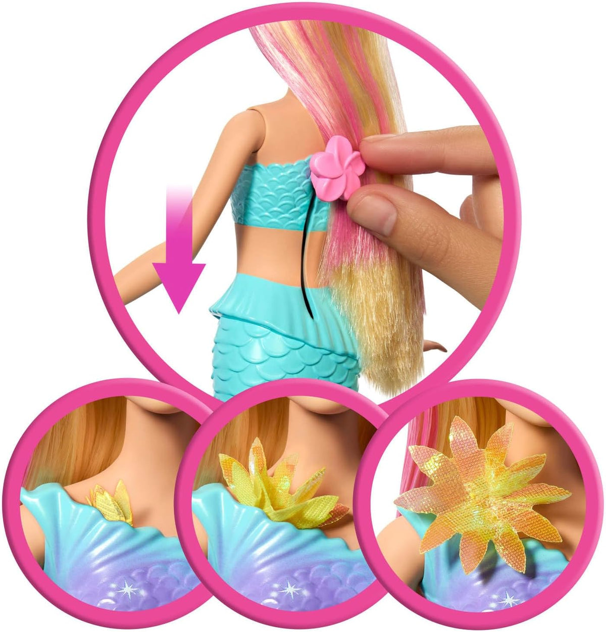 Muñecas de juguete de sirena Barbie con función sorpresa de flores...