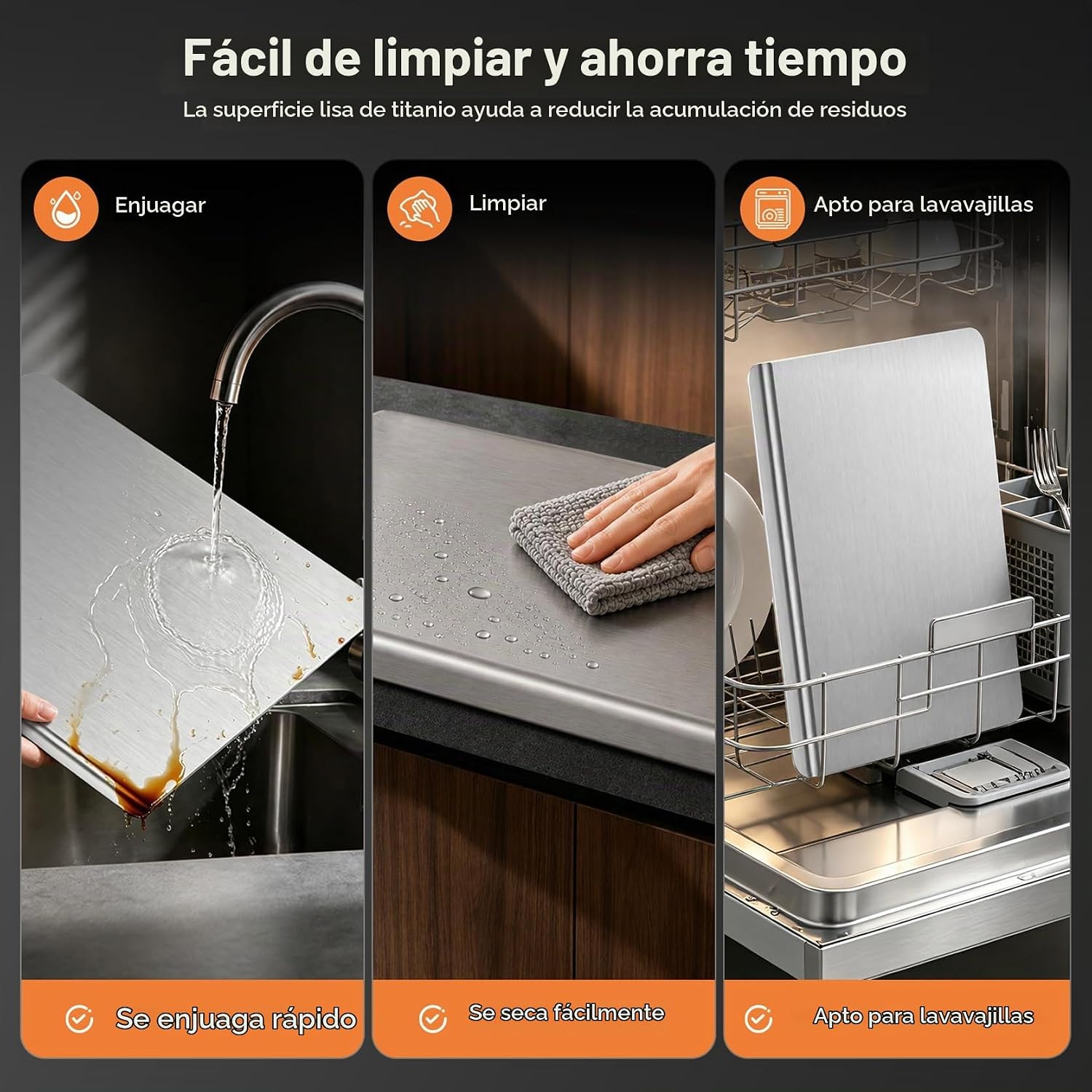 Tablas de cortar de titanio para cocina, no tóxicas de titanio puro...