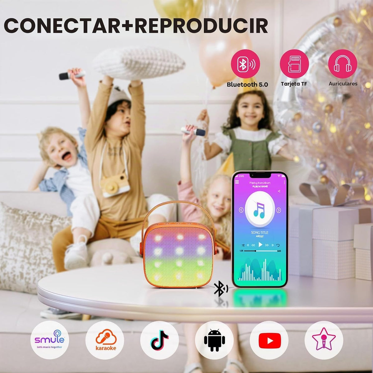 Micrófono de karaoke mini YLL para niños y adultos, altavoz Bluetoo...