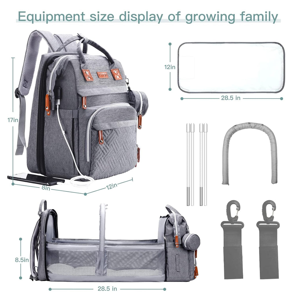ISMGN Mochila para pañales con estación de cambio, bolsa de pañales...