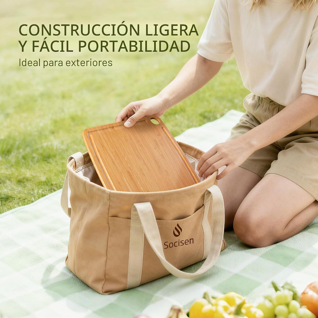 Tabla de cortar de bambú ligera y duradera con pies antideslizantes...