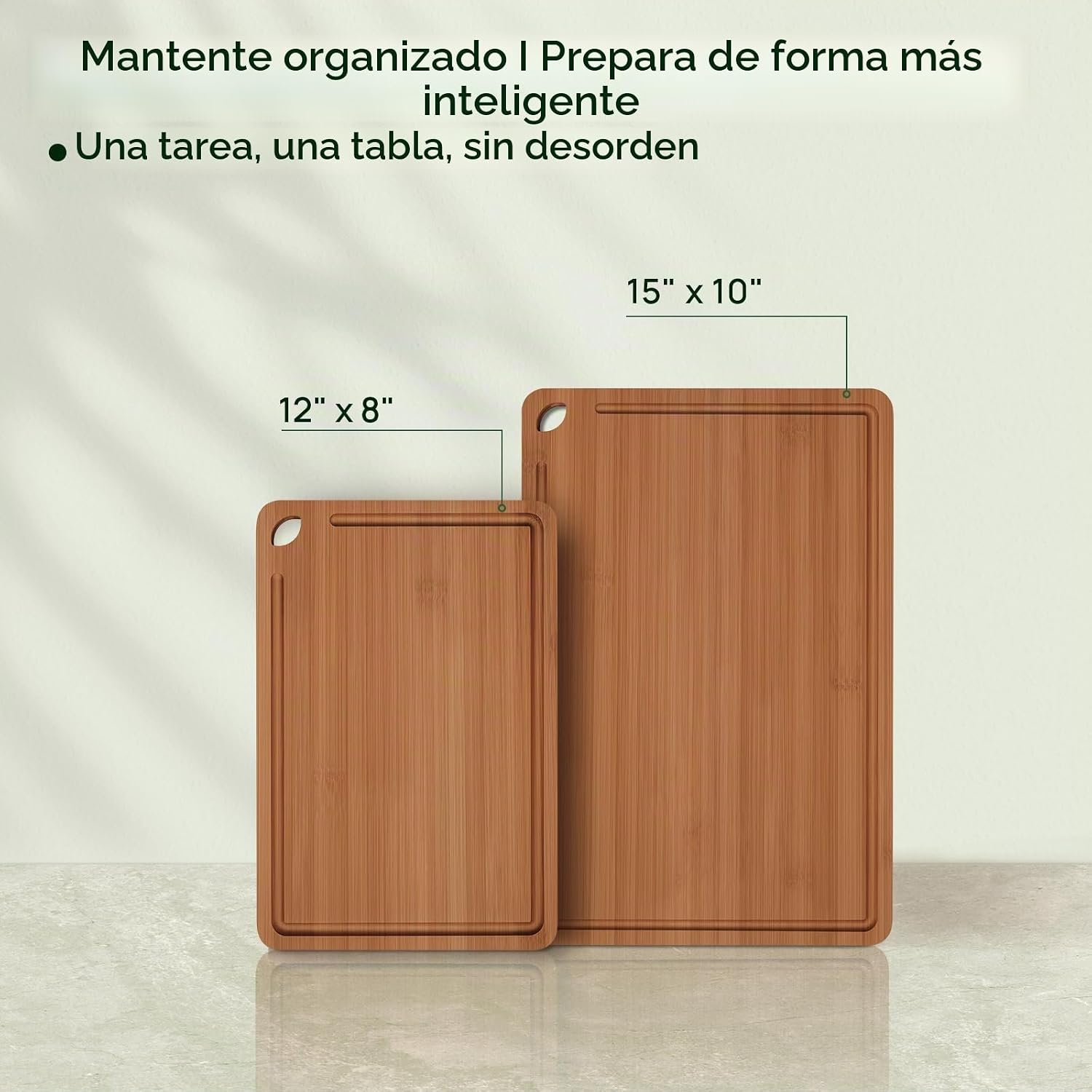 Keechee Butcher Block - Juego de 2 tablas de cortar de bambú carbon...