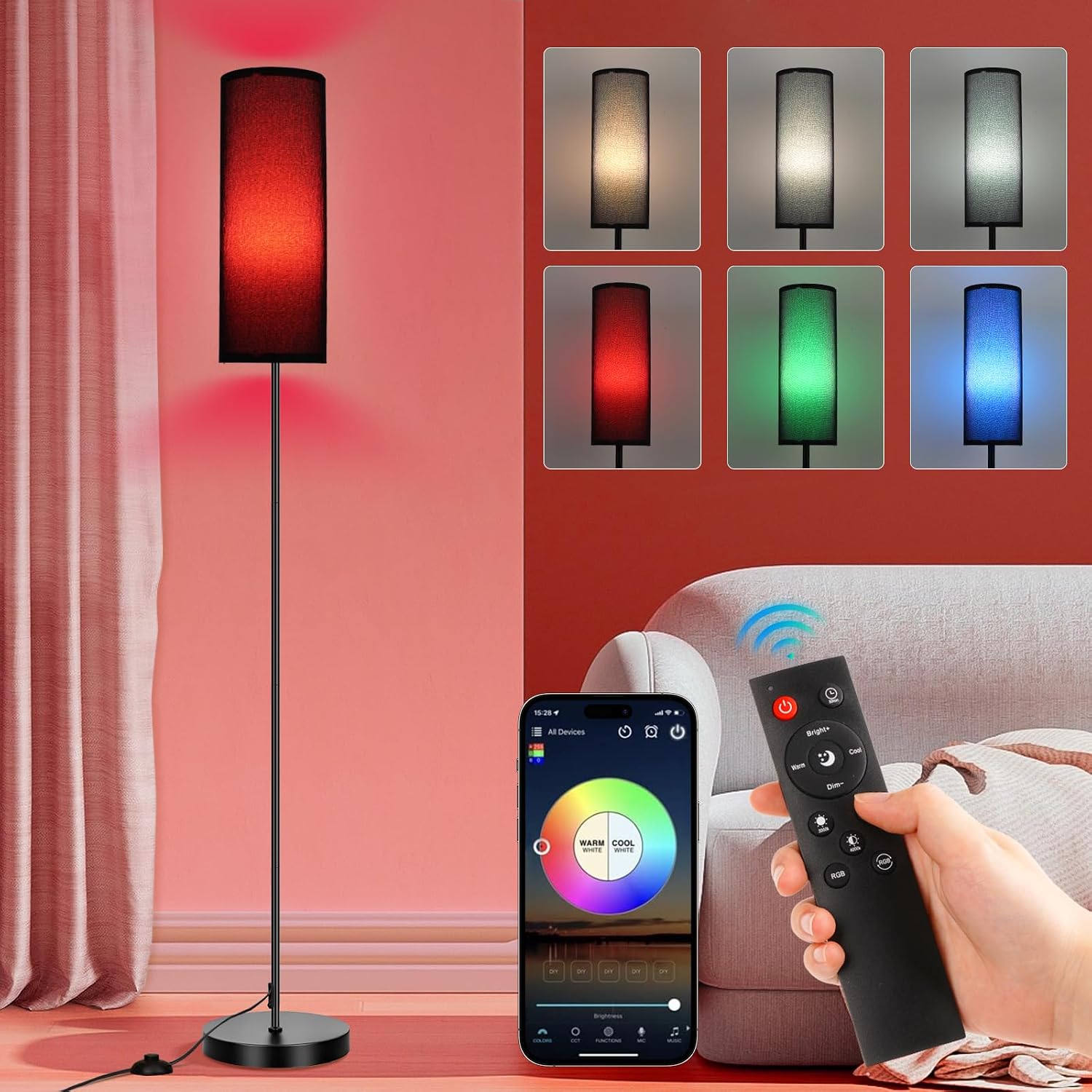 FRIDEKO HOME Lámpara de pie, iluminación ambiental que cambia de co...