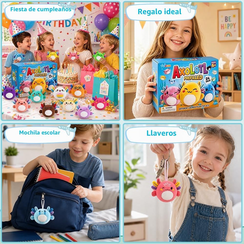 YUJUN 24 piezas de juguete de peluche para niños, juguete de ajolot...
