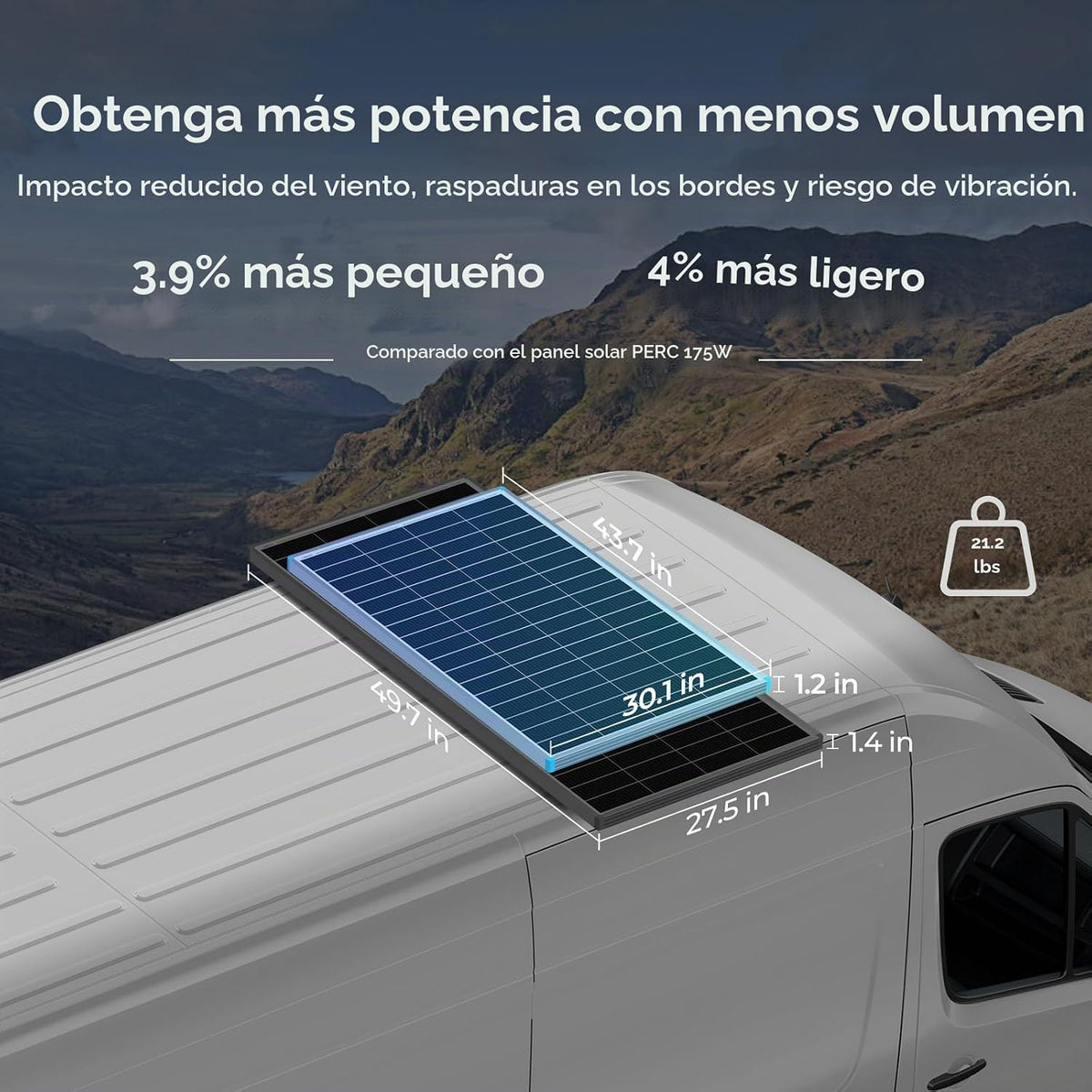 Renogy Paneles solares de 175 vatios 16BB tipo N, panel solar de 12...