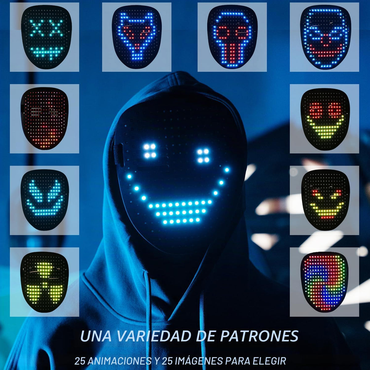 COOLGUARDER - Máscara LED con detección de gestos, máscara facial t...
