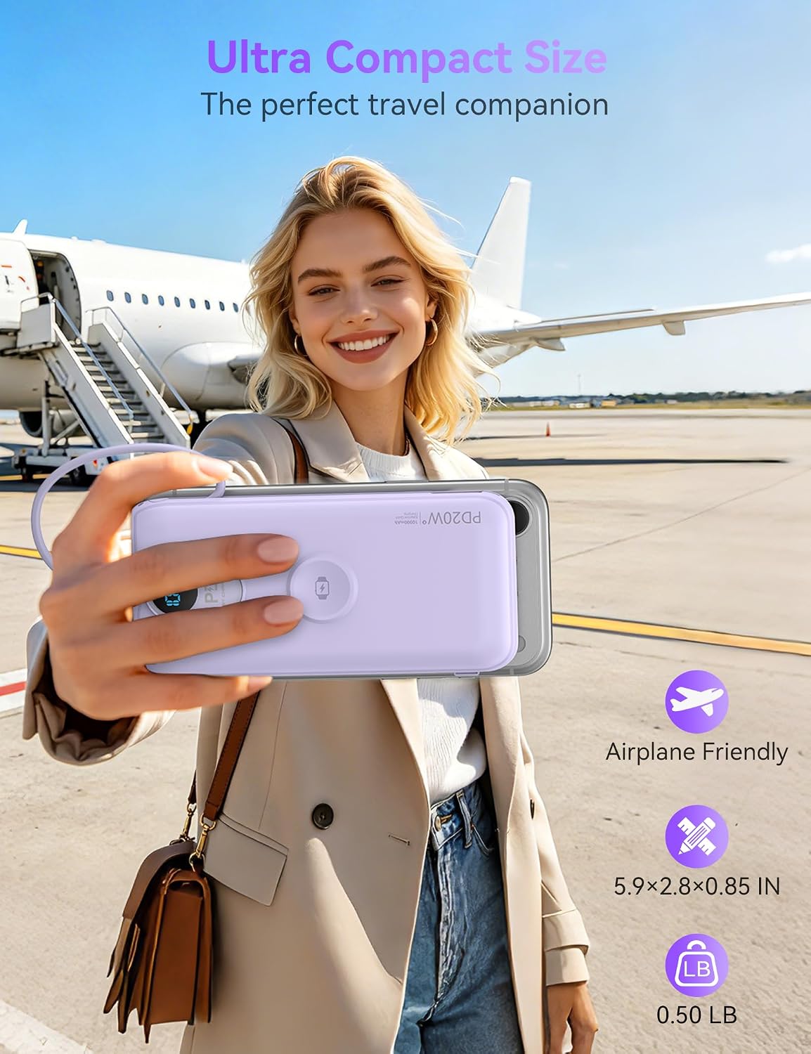 Cargador portátil Power Bank 10000mAh PD20W con cables incorporados...