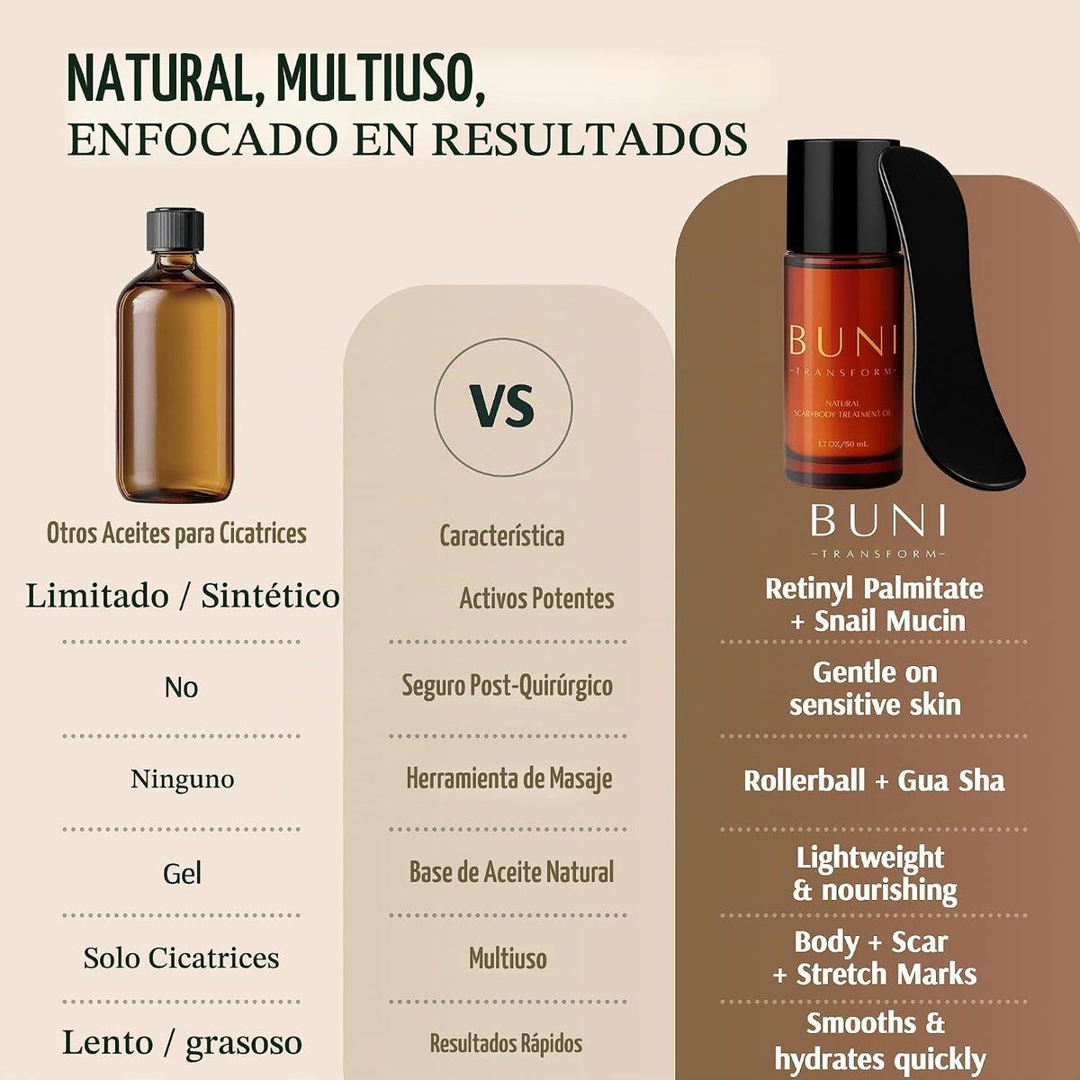 BUNI - Aceite de cicatriz prémium con Gua Sha \u2013 Aceite corpora...
