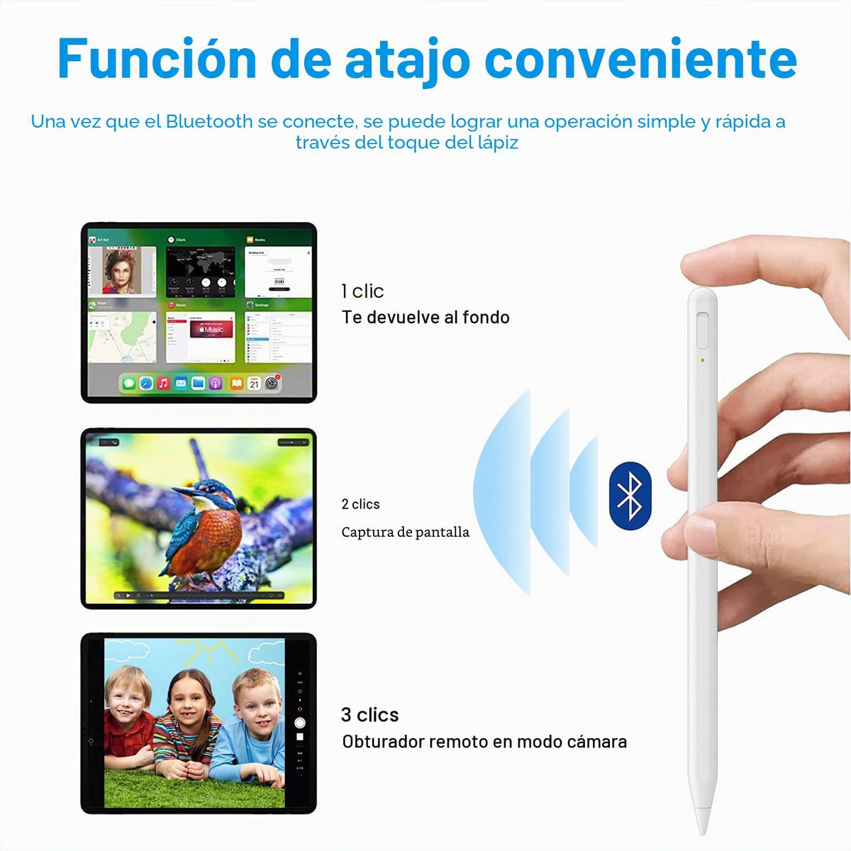 Lápiz óptico para iPad 2018-2025 con rechazo de palma, Apple Pencil...