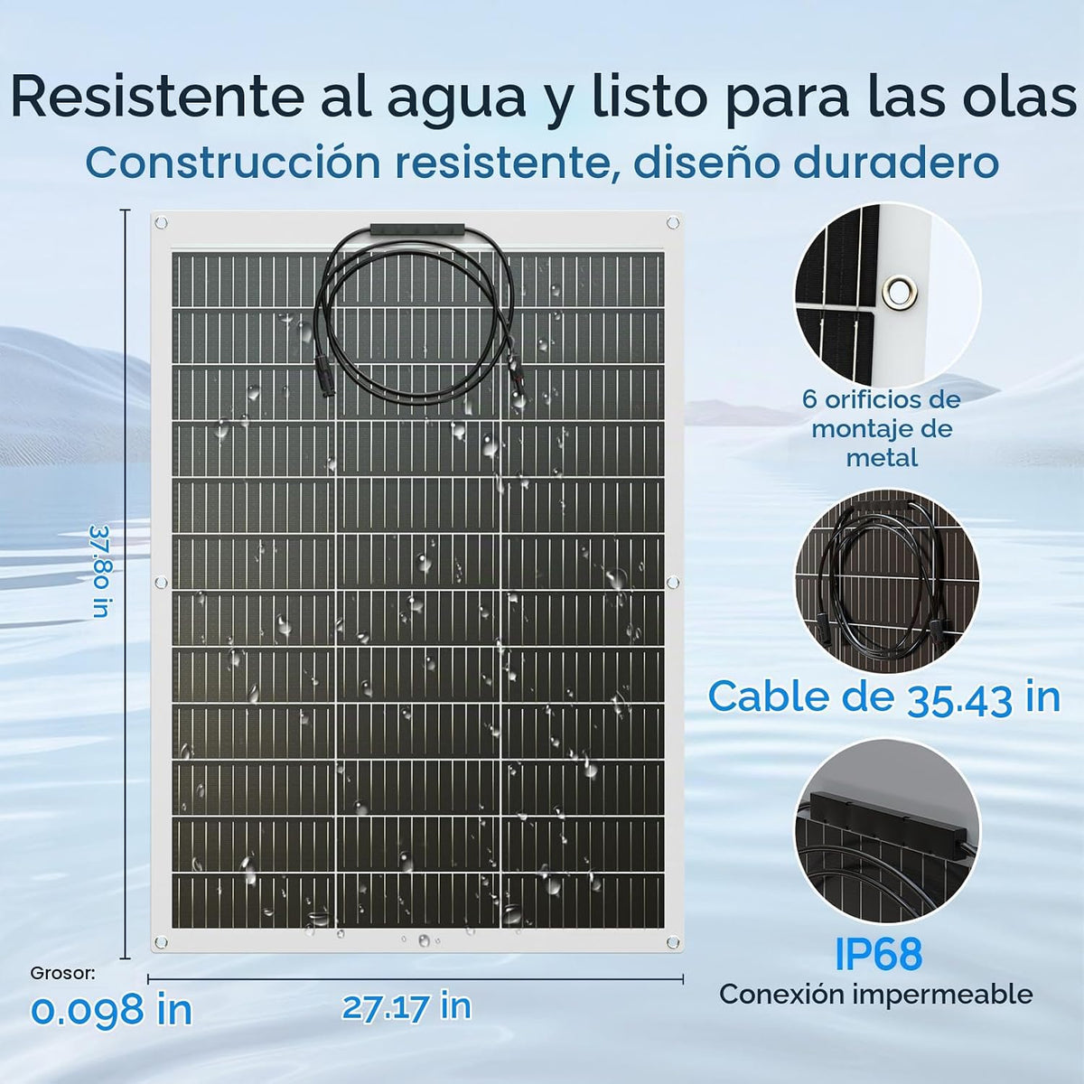 ECO-WORTHY - 2 paneles solares flexibles de 130 W (260 W) 18BB, 25%...