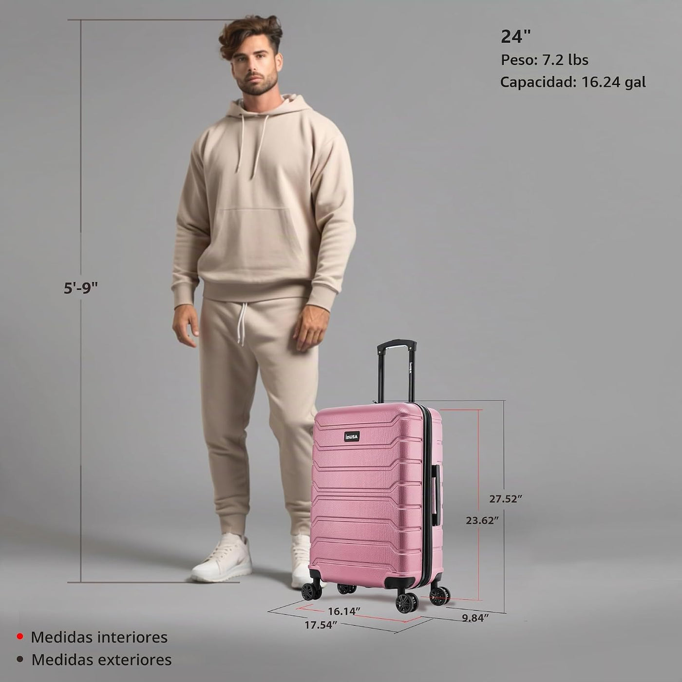 InUSA TREND - Equipaje con ruedas giratorias | Maleta duradera, lig...