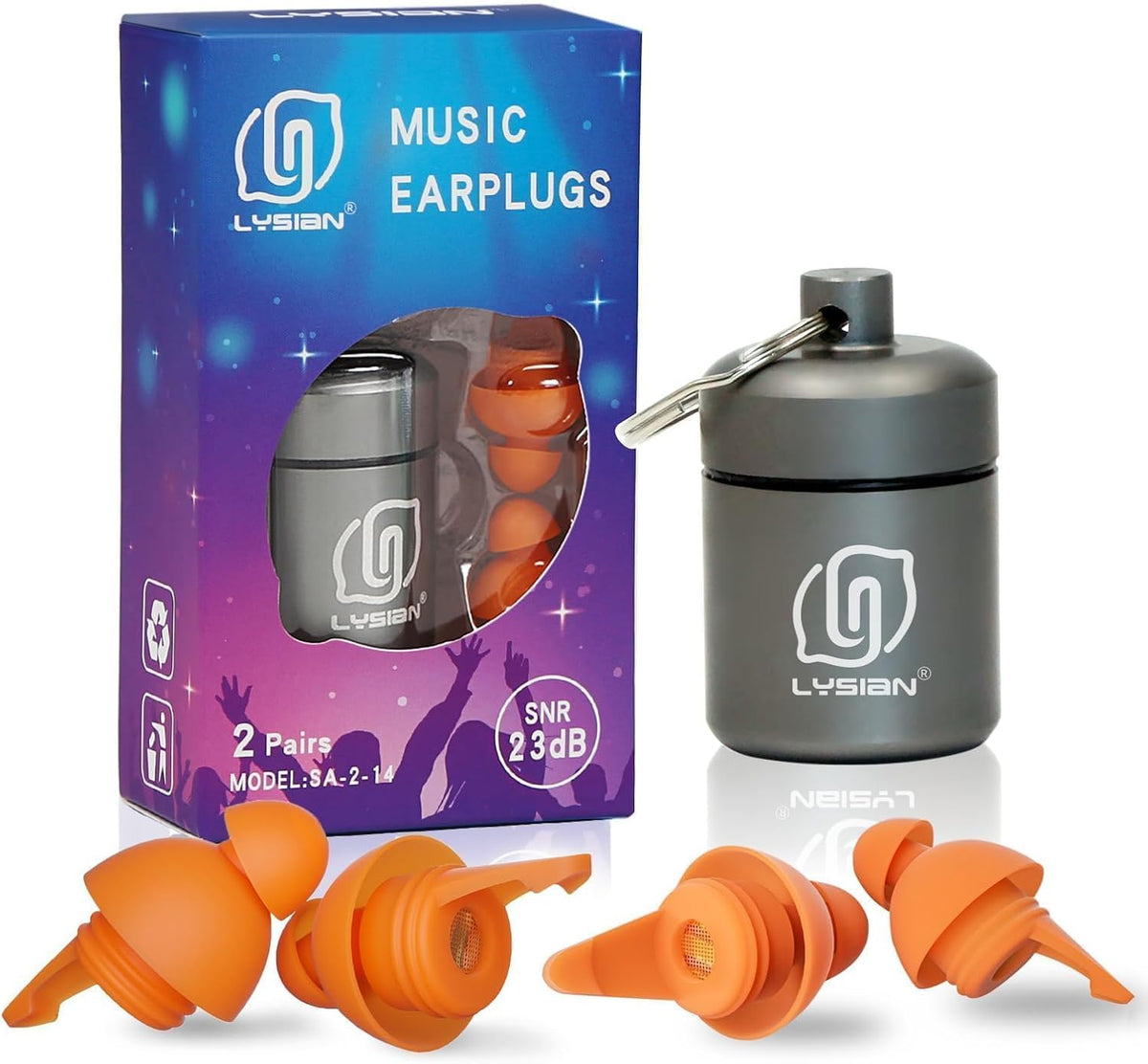 LYSIAN Tapones para los oídos de concierto de alta fidelidad, 23 dB...