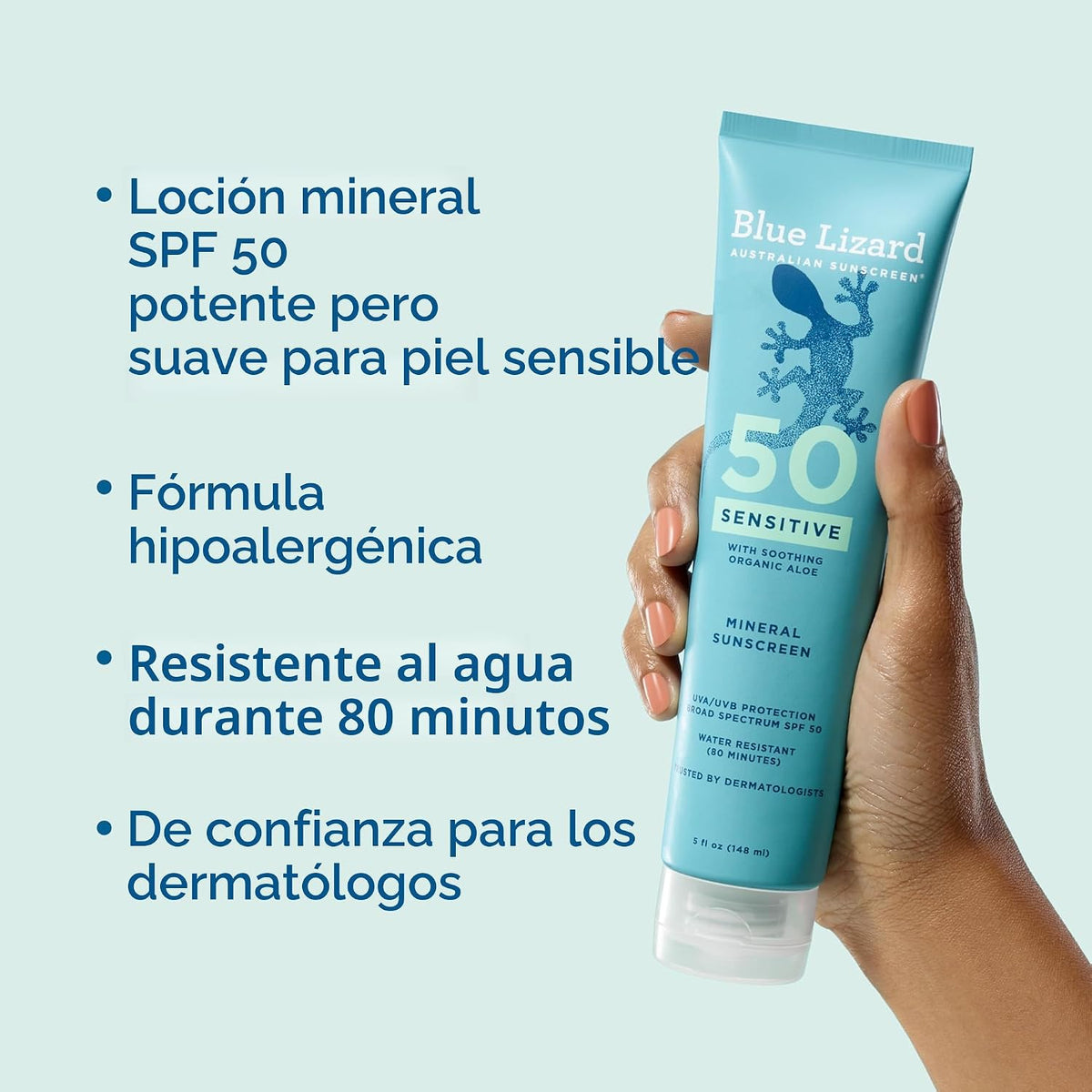 Blue Lizard Sensitive Mineral Sunscreen SPF 50 Loción de protección...