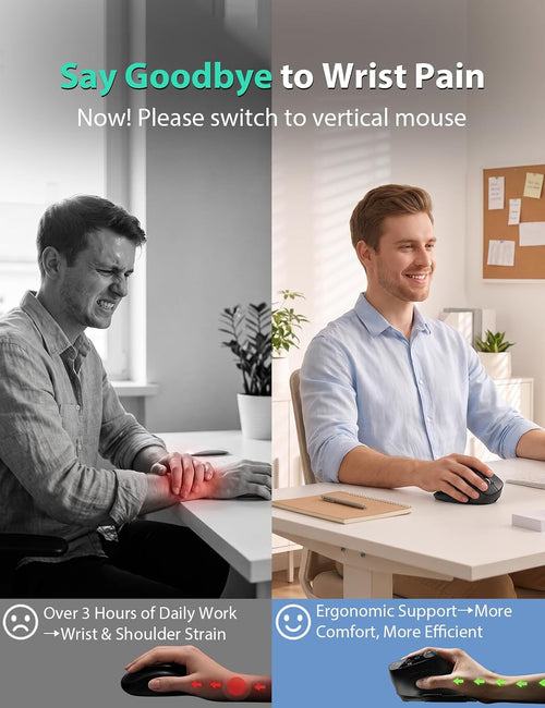 AIRMARS Ratón Vertical con Pantalla LED, Ratón Ergonómico para PC y...