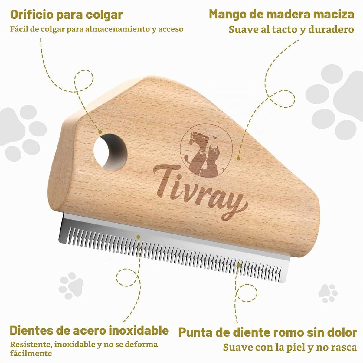 Tivray Cepillo de pelo para perros, cepillo para quitar pelo de mas...