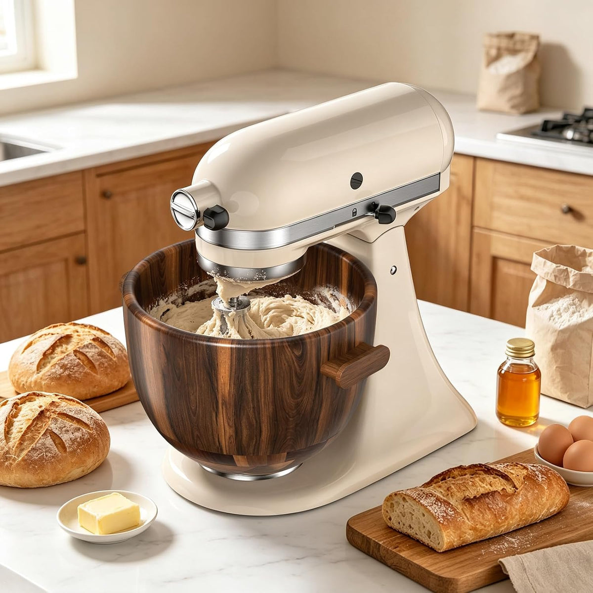 Tazón de madera con mango, para mezclador KitchenAid de 4.5-5 cuart...