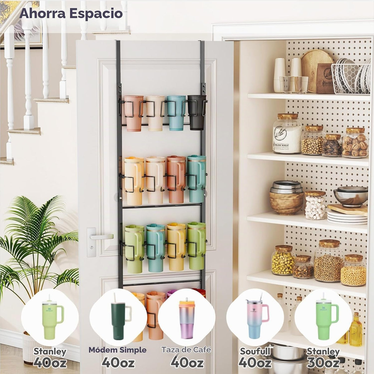 SWTYMIKI Organizador de botellas de agua de 4 niveles \u2013 Organi...