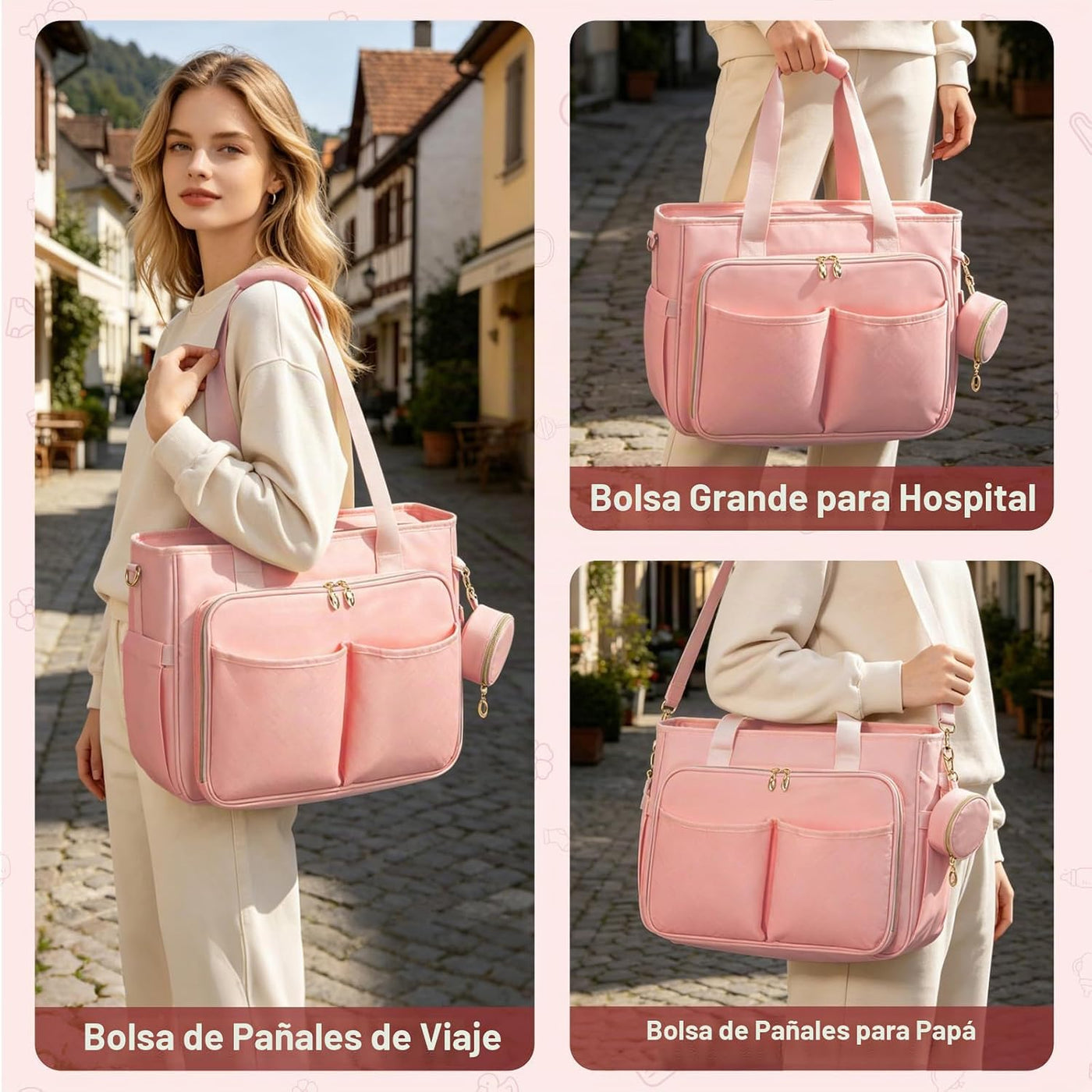 GDNasist Bolsa de pañales, bolsa de pañales de viaje de gran capaci...