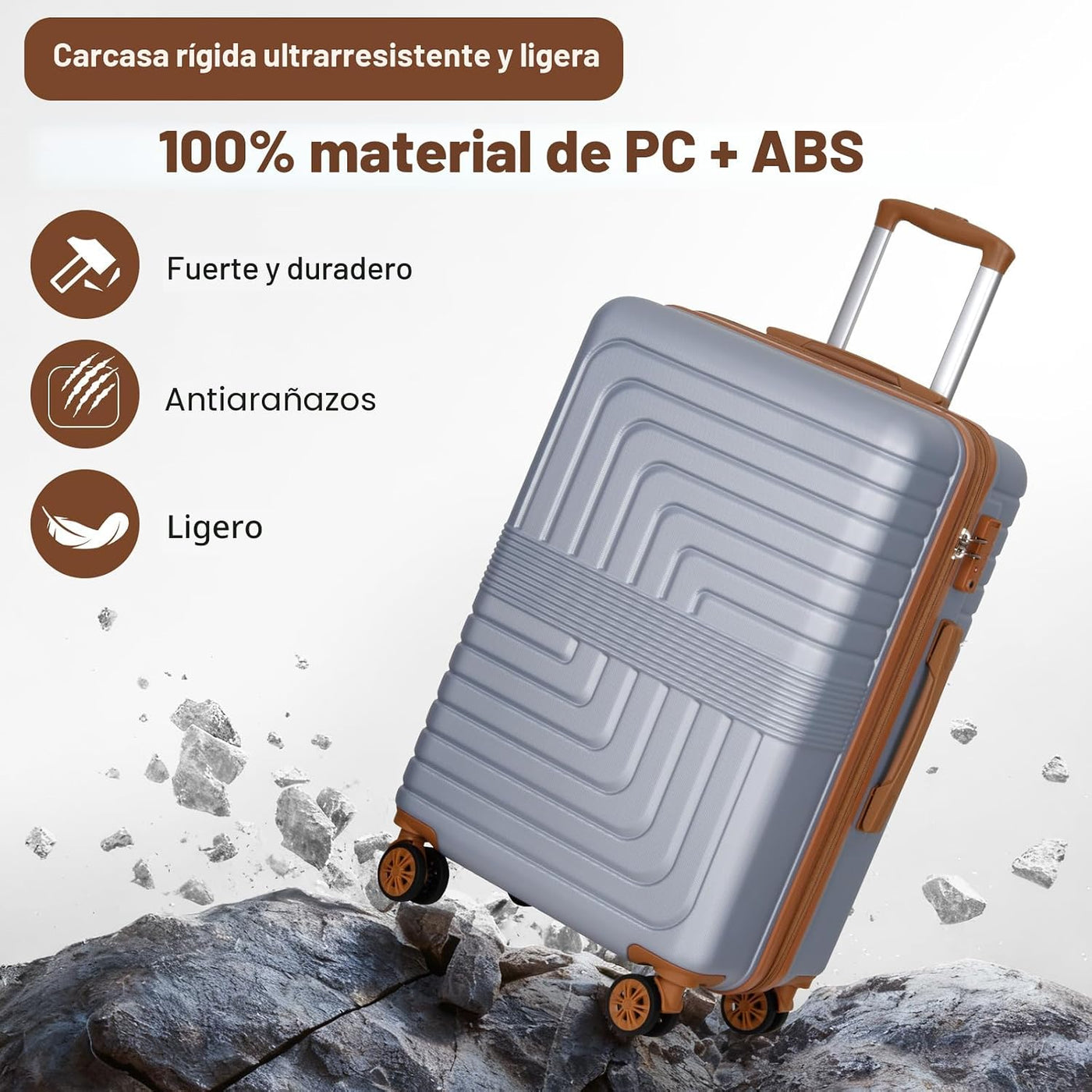 Romswi - Equipaje expandible de 26" mediano a cuadros, maleta r...