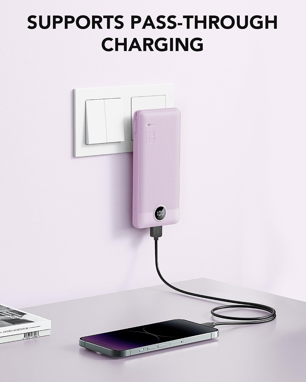 VRURC Cargador portátil, cables integrados en el banco de energía y...