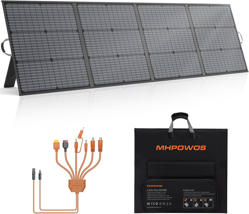 MHPOWOS Panel solar portátil de 220W 40V que dobla el panel solar p...