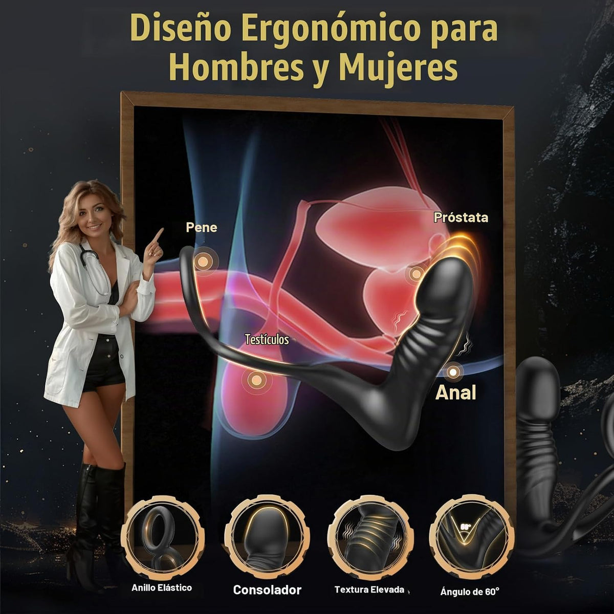 BEISAR - Vibrador de cuentas anales, juguete sexual masculino para...