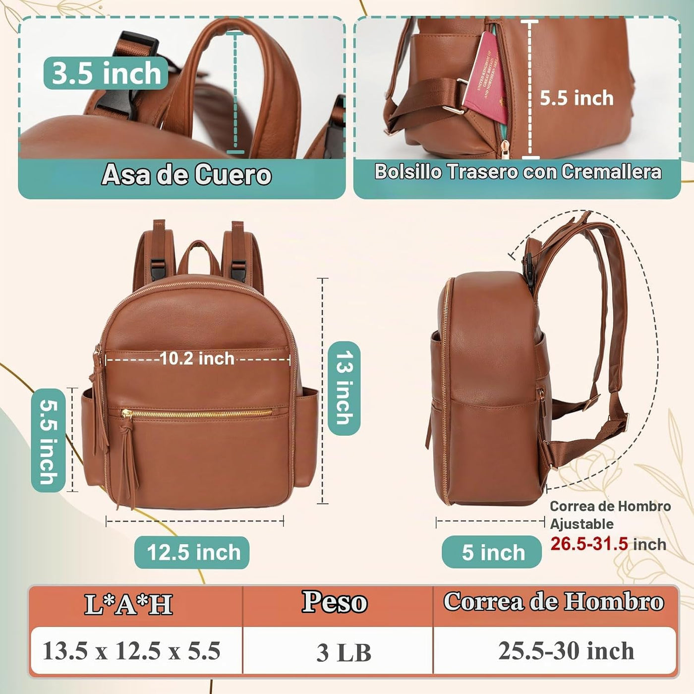 MOMINSIDE Mochila pequeña para pañales, mini bolsa de pañales con 1...