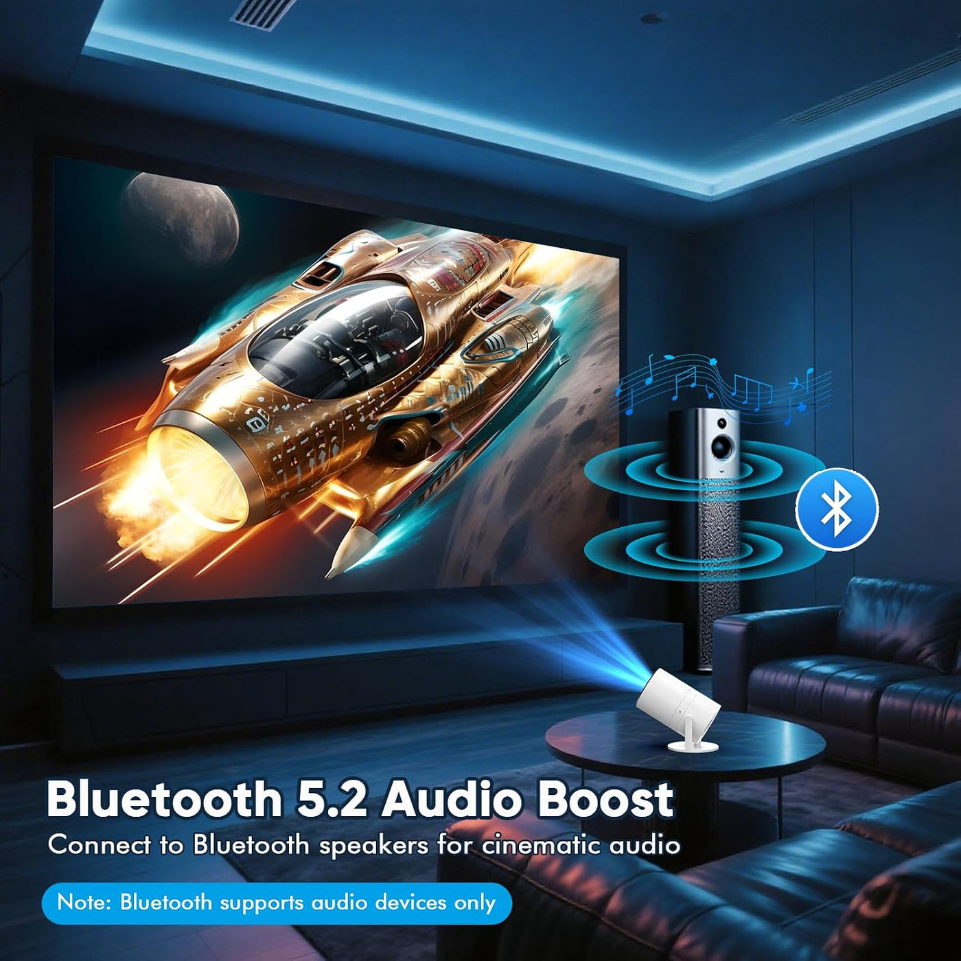 [Google TV integrado y control de voz] Mini proyector WISHOLY con W...