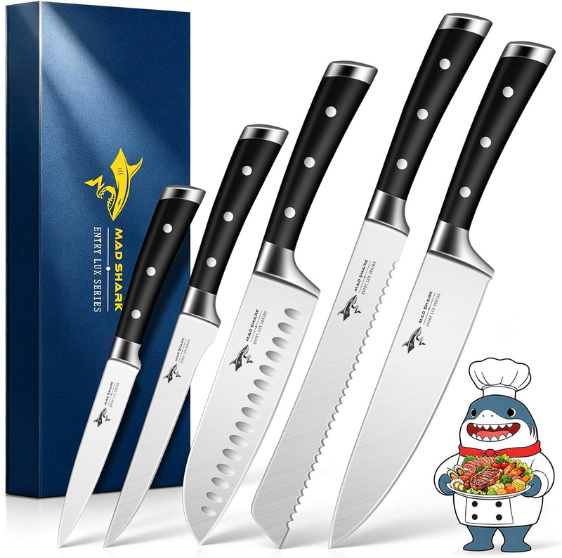 MAD SHARK Juego de cuchillos de cocina de 5 piezas, juego de cuchil...