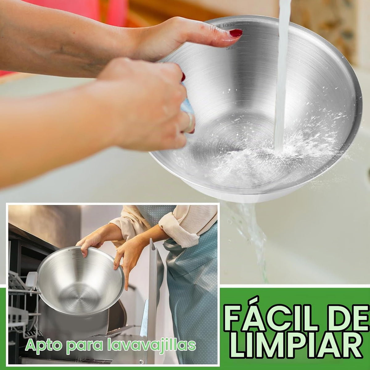 Honeydak 12 piezas de cuencos de mezcla de acero inoxidable 304 con...