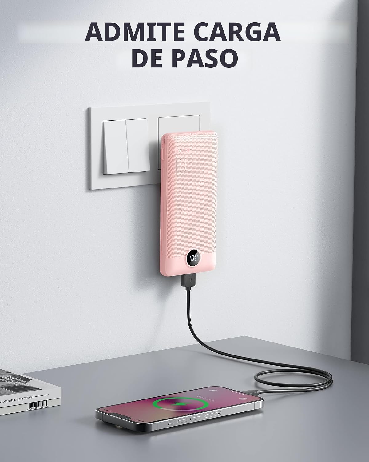 VRURC Cargador portátil, cables integrados en el banco de energía y...
