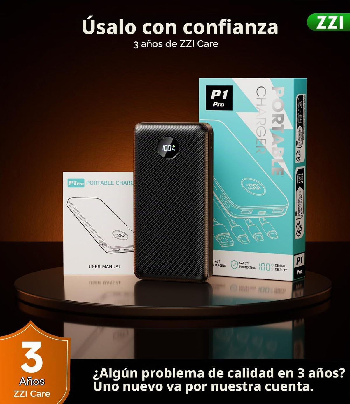 ZZI Cargador portátil Power Bank 60000mAh, 22.5W PD Paquete de bate...
