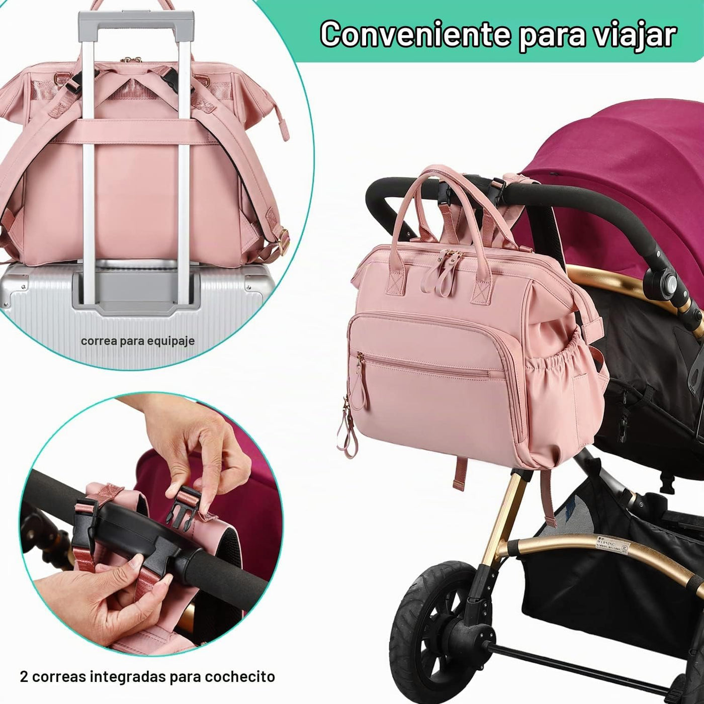 LORADI Bolsa de pañales convertible, mochila de pañales de 14 bolsi...