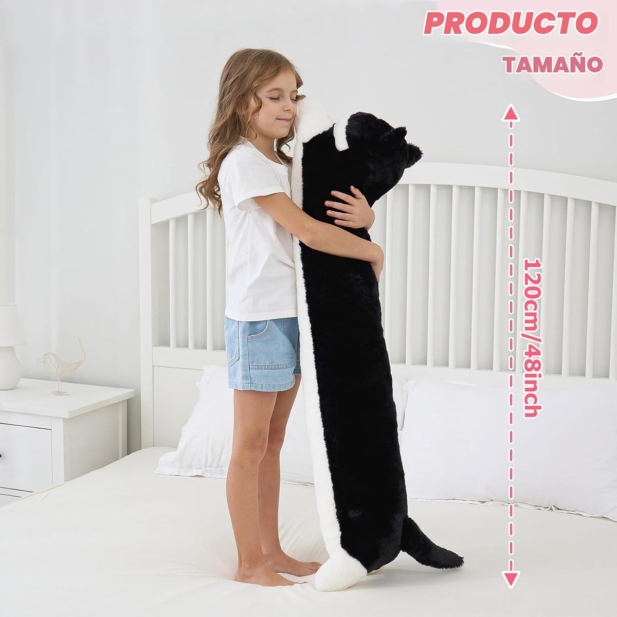 Almohada de peluche de gato gigante de 48 pulgadas, lindo juguete d...