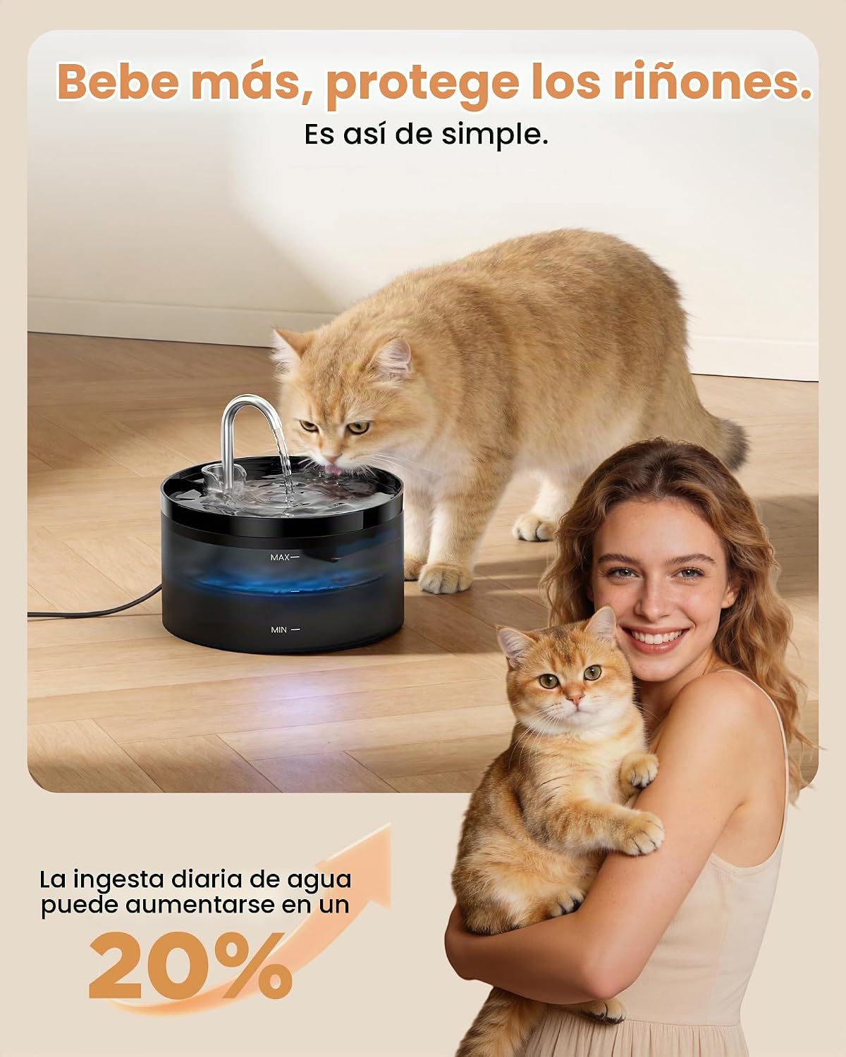 Fuente de Agua para Gatos Fuente para Mascotas: Dispensador de Agua...