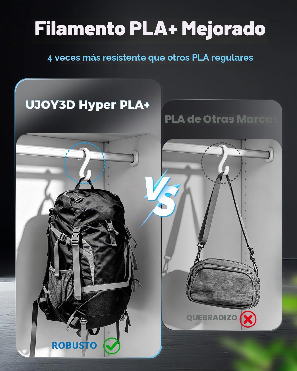 UJOY3D Paquete de filamentos Hyper PLA+ de 8.8 lbs para impresora 3...