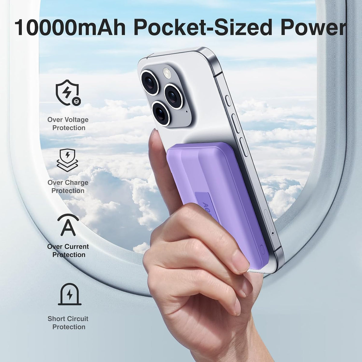 AOGUERBE - Cargador portátil MagSafe, cargador magnético de 10000 m...