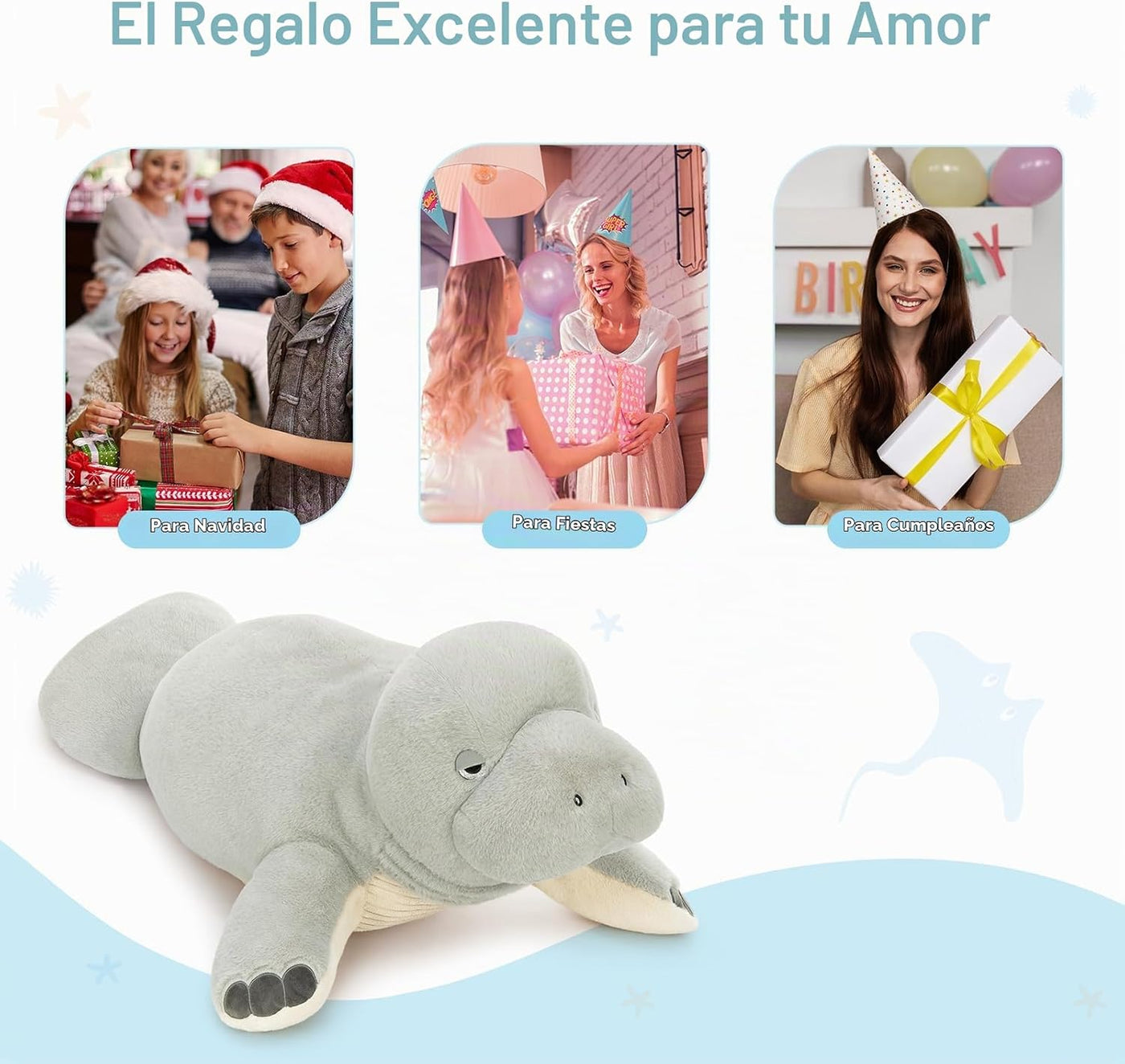 MorisMos Peluche de manatí gigante de 47 pulgadas, juguete de peluc...