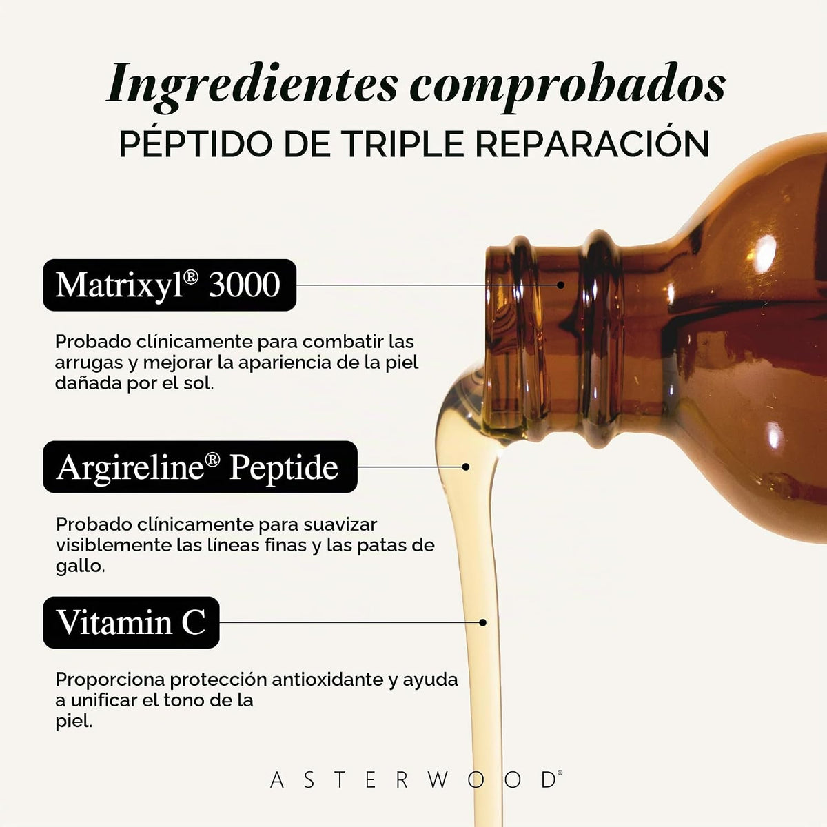 Asterwood Triple Repair Matrixyl 3000 + Argireline + ácido hialurón...