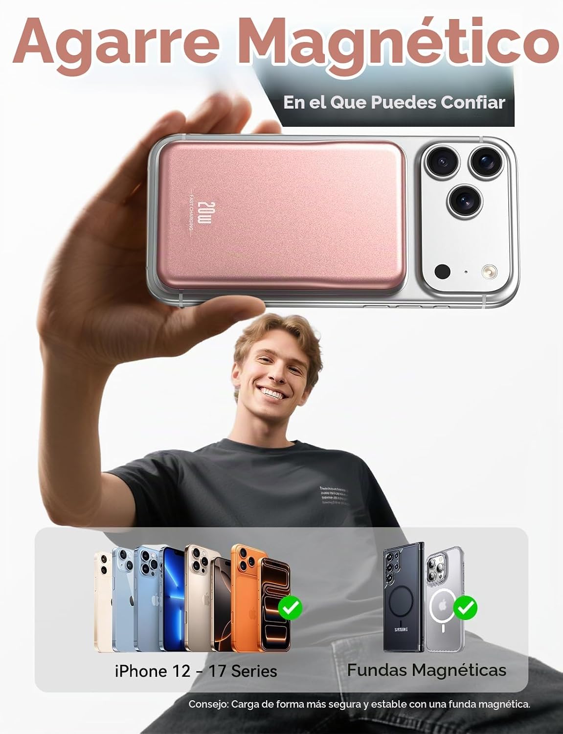Cargador portátil magnético de 10000 mAh, carga rápida para batería...