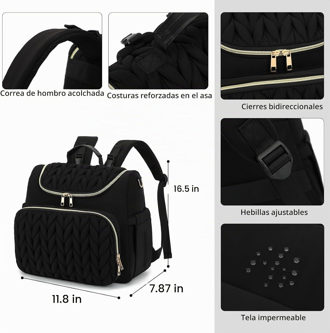 Bevkois Mochila pequeña para pañales acolchada, mini bolsa cruzada...