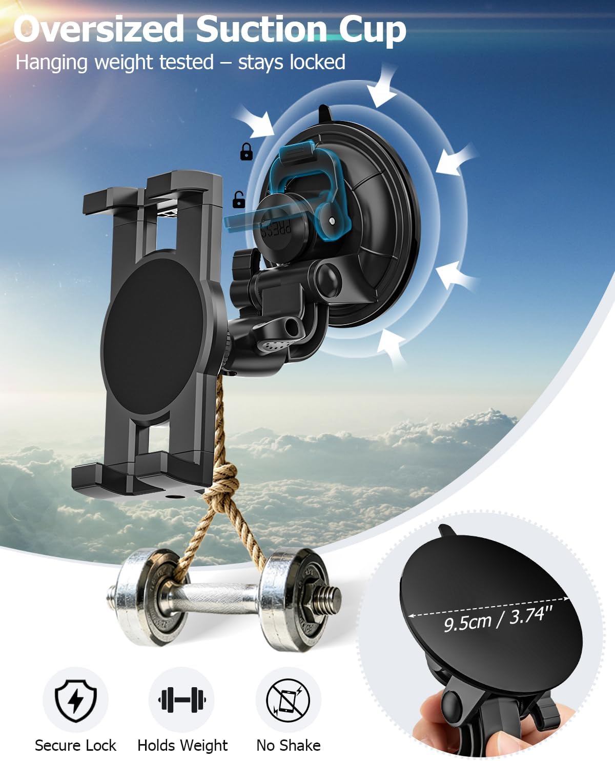 YOOZ Soporte para tablet de cabina de aviación con ventosa [ventosa...