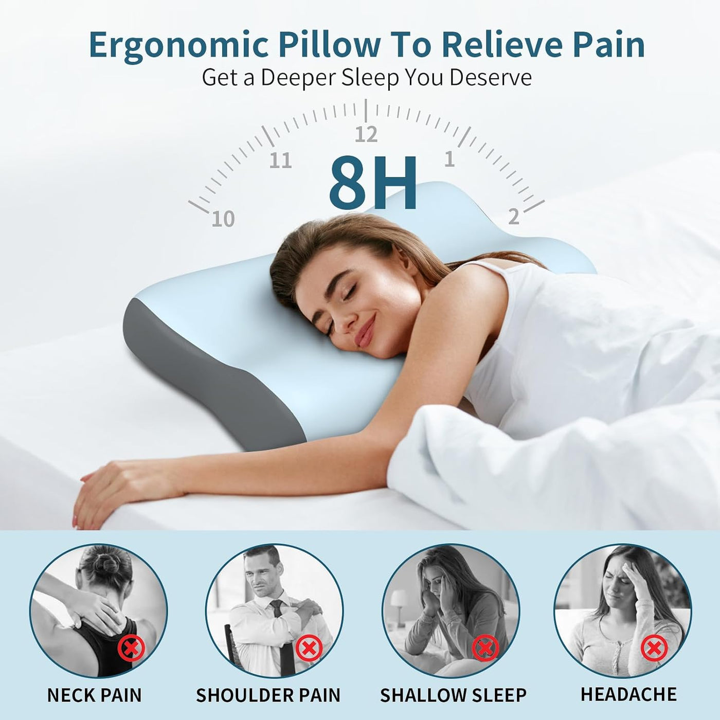 Almohada cervical para el cuello, almohadas de espuma viscoelástica...