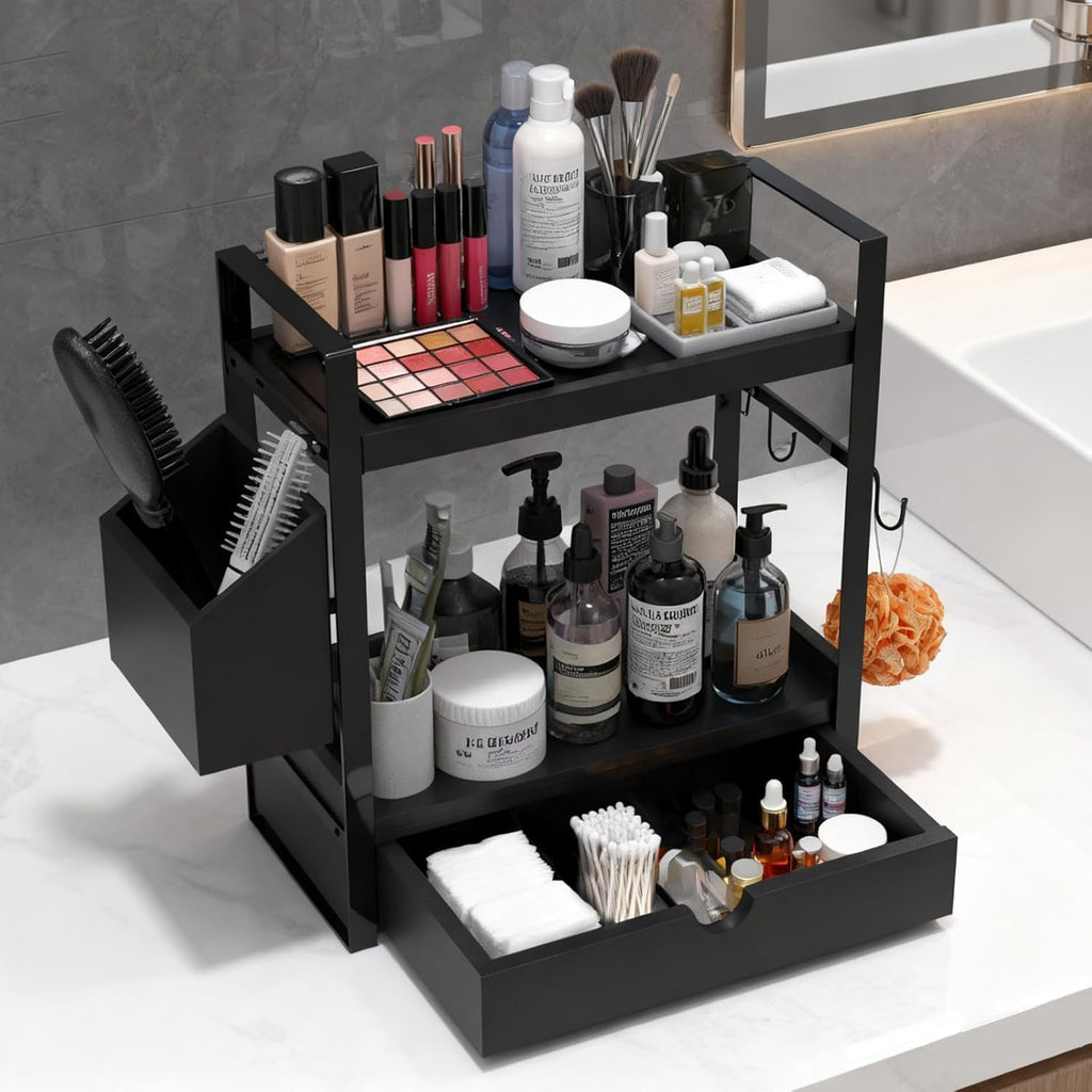 Goliross Organizador y almacenamiento de mostrador de baño con 2 ca...