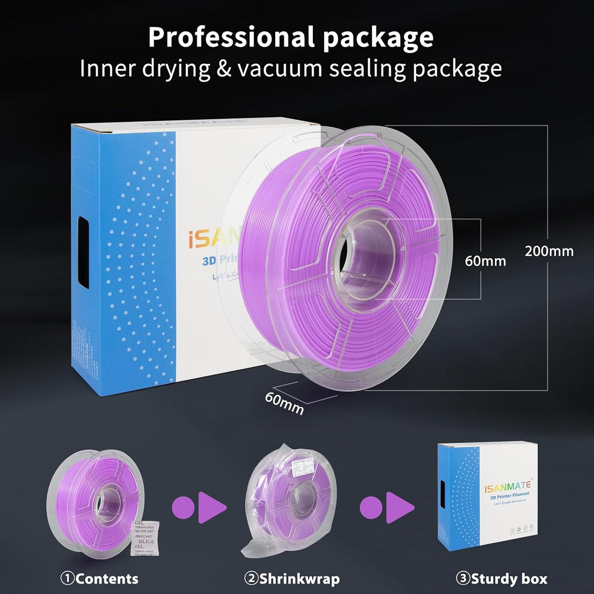 iSANMATE Filamento para Impresora 3D Brilla en Morado, Filamento Mo...
