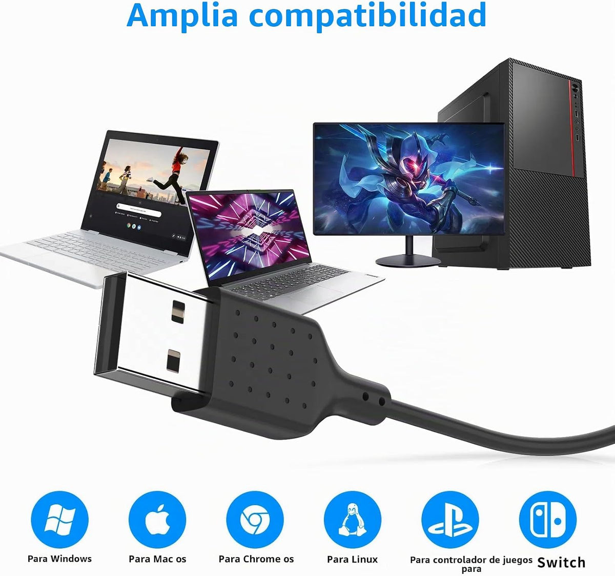 AIAUXAI Auriculares USB para PC,Auriculares con micrófono para comp...