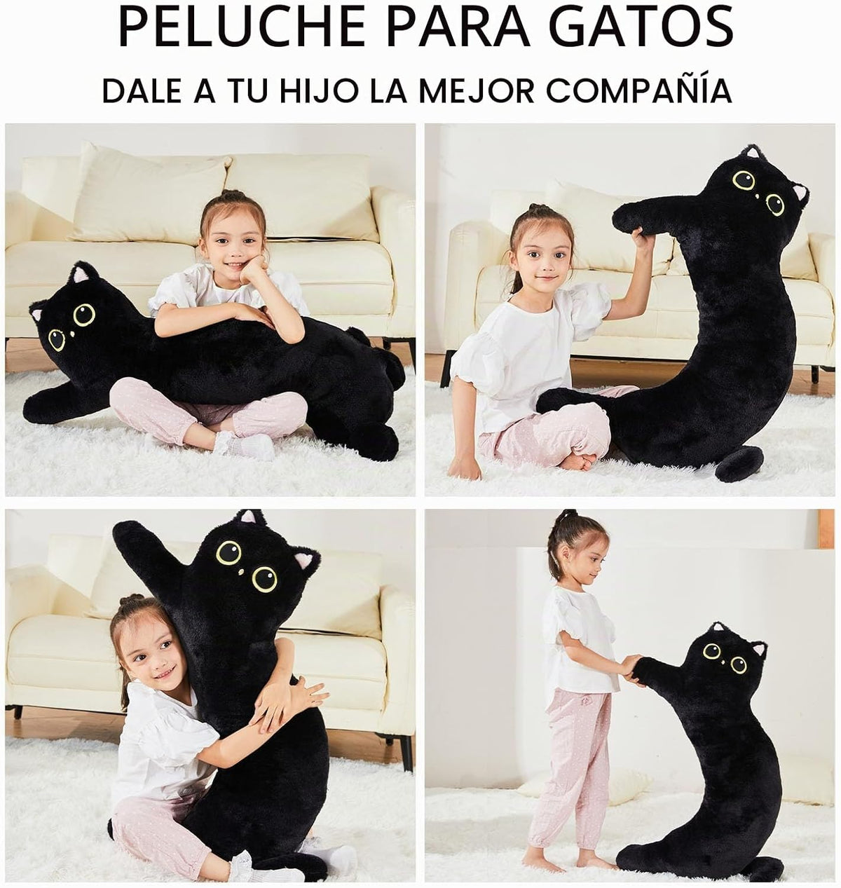 TPVV Peluche de gato gigante de 35 pulgadas, almohada gigante de ga...