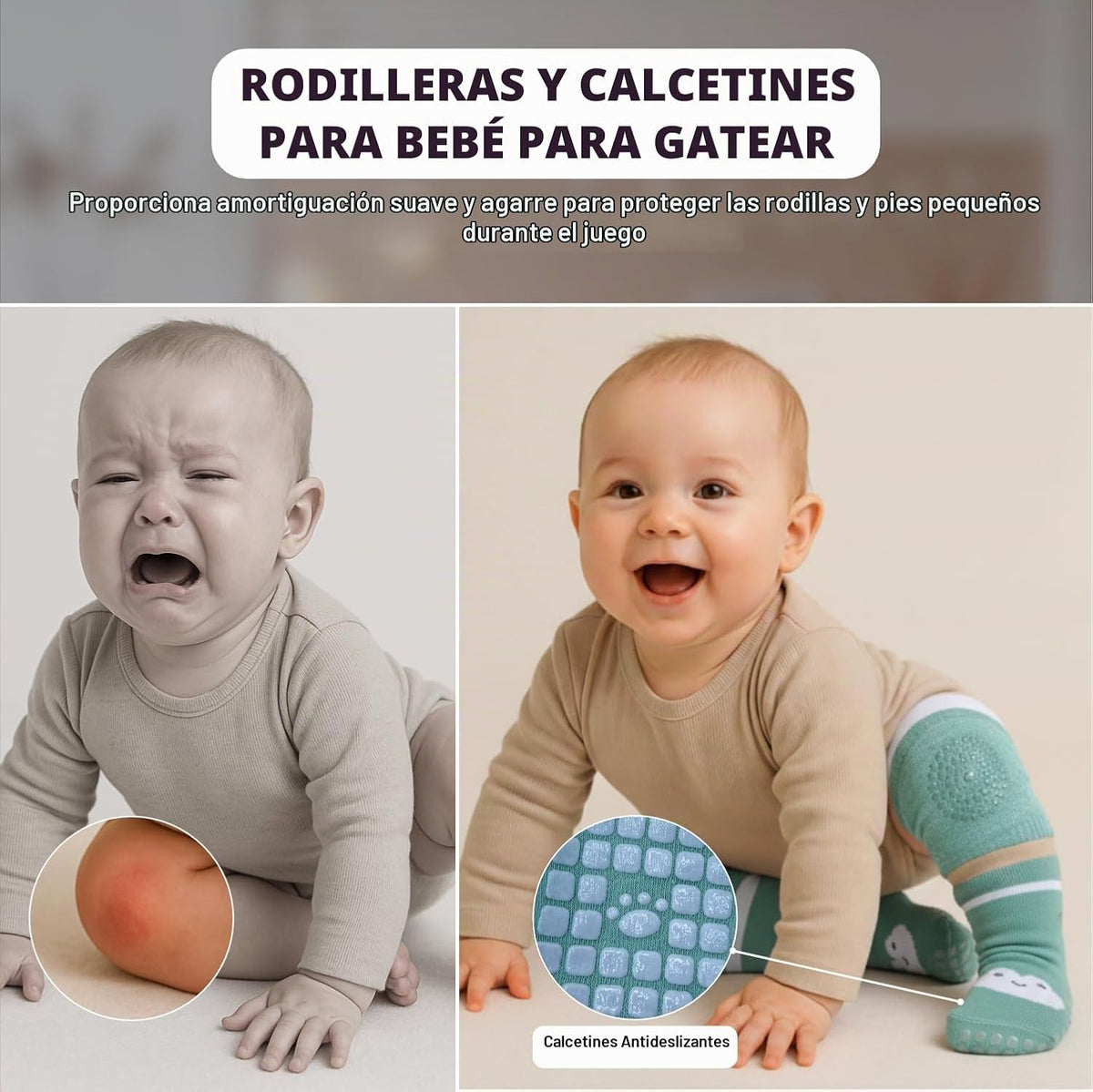 Mochila protectora de cabeza para bebé con un par de calcetines ant...