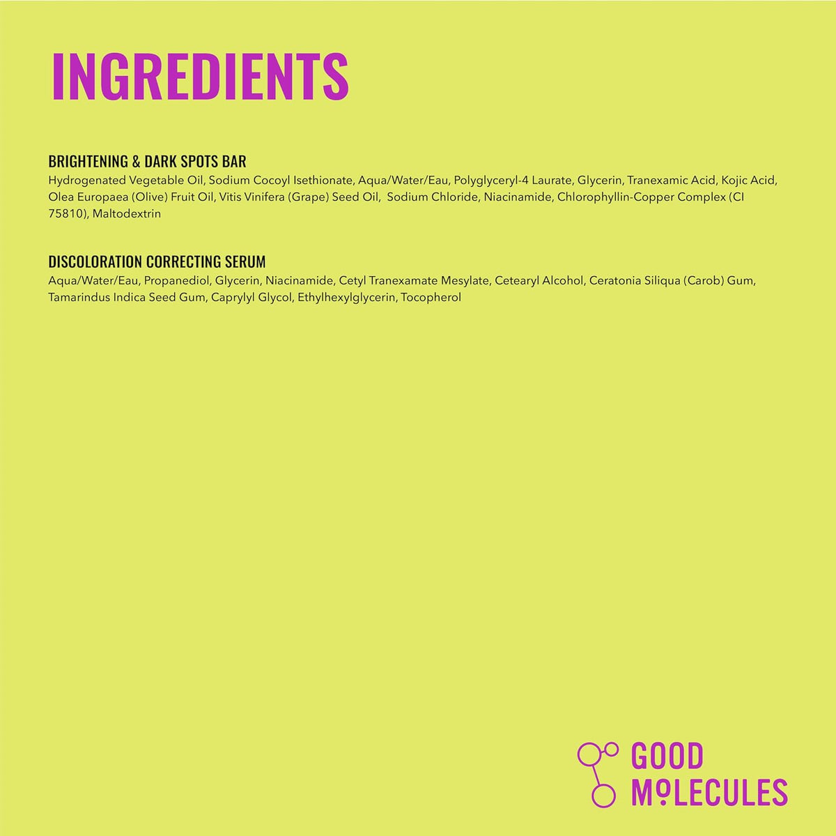 Good Molecules Brightening Skin Care Set, suero de decoloración y d...